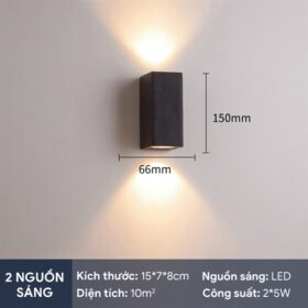 Đèn vách 5x9cm 10w a/s vàng trong & ngoài trời KL (P.?)