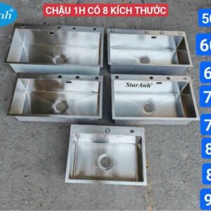 Chậu chén 1 ngăn 60x45 đúc 304