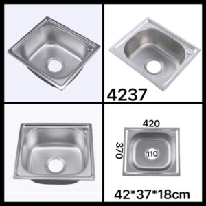 Chậu chén 1 ngăn 42x37x18 ép 304