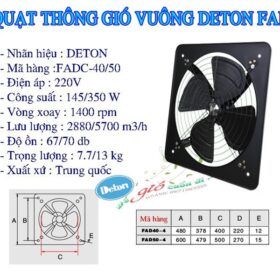 Quạt hút gió vuông công nghiệp D500 220v