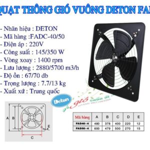 Quạt hút gió vuông công nghiệp D500 220v