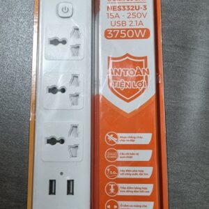 Ổ cắm có dây 3 mét 3 ổ đa năng, 2USB 2 công tắc Nanoco