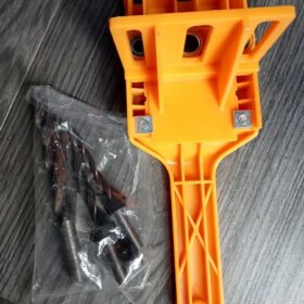 Cữ khoan chốt gỗ bằng nhựa màu vàng + 3 mũi khoét 6, 8, 10