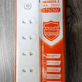 Ổ cắm có dây 3 mét 5 ổ 2 chấu + 1 công tắc Nanoco