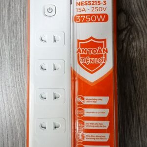 Ổ cắm có dây 3 mét 5 ổ 2 chấu + 1 công tắc Nanoco